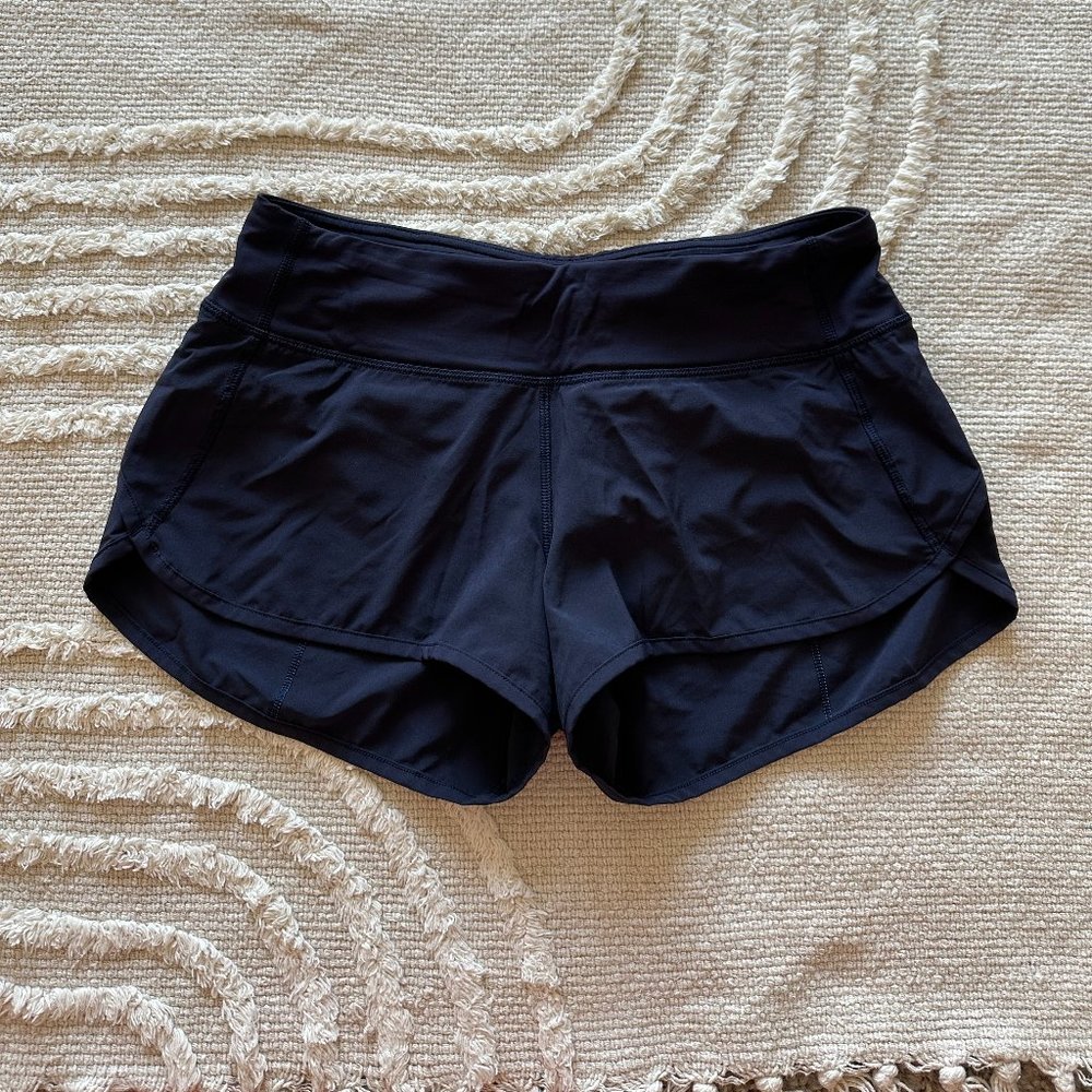 Navy with Light Blue Details Lululemon Speed-up Shorts (size 4)